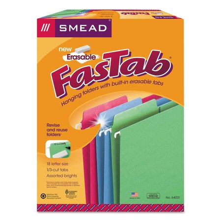 Smead Hanging File Folder, Erasable, Assorted Colors, PK18 64031